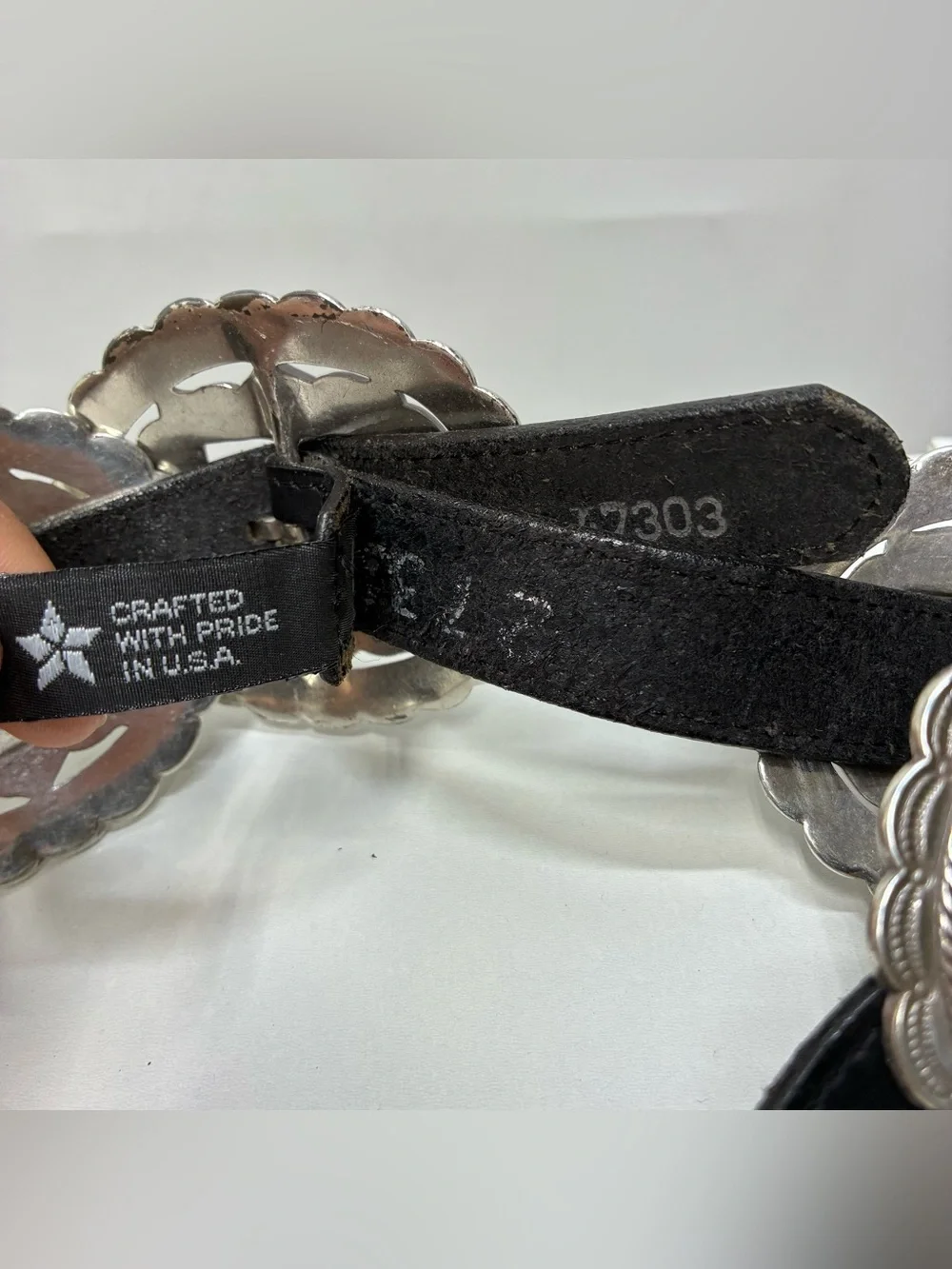 Vintage 90s Brighton Large Floral Concho Belt Silver Western Rodeo Black Cowgirl